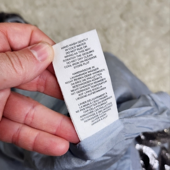 BODEN Limited Edition Beaded Cotton Cardigan Silk lined Gray Blue Silver Size 4 - Picture 9 of 11